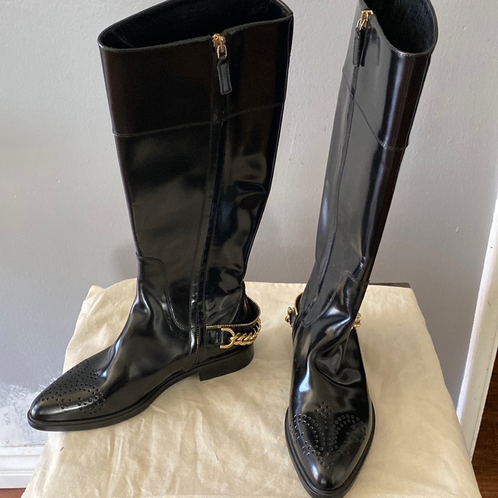 Lanvin Black Leather Riding Boots